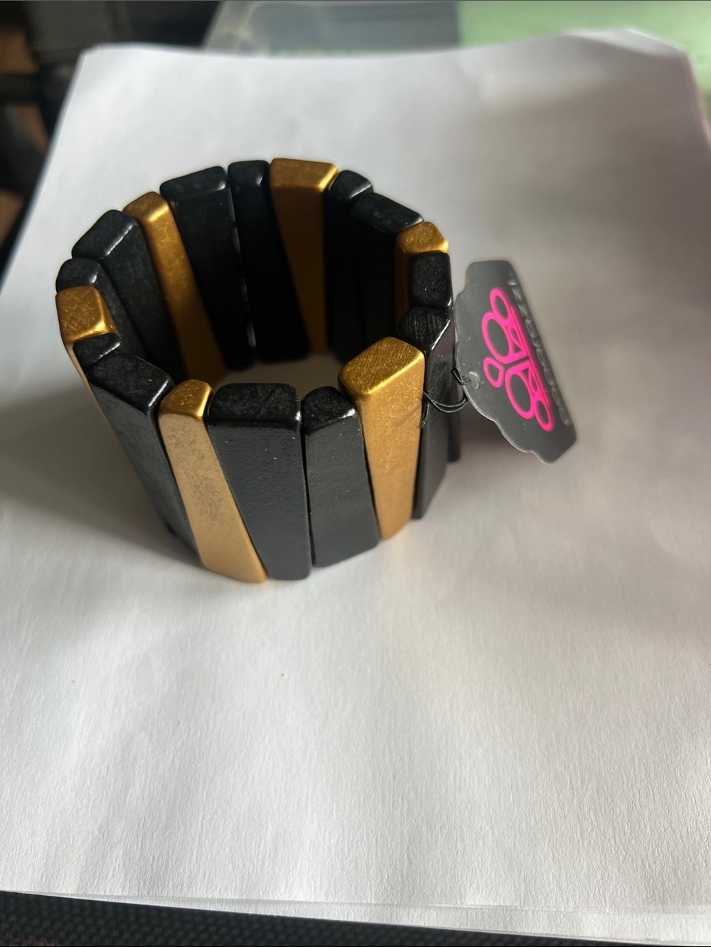 paparazzi Black and Gold Stretch Bracelet